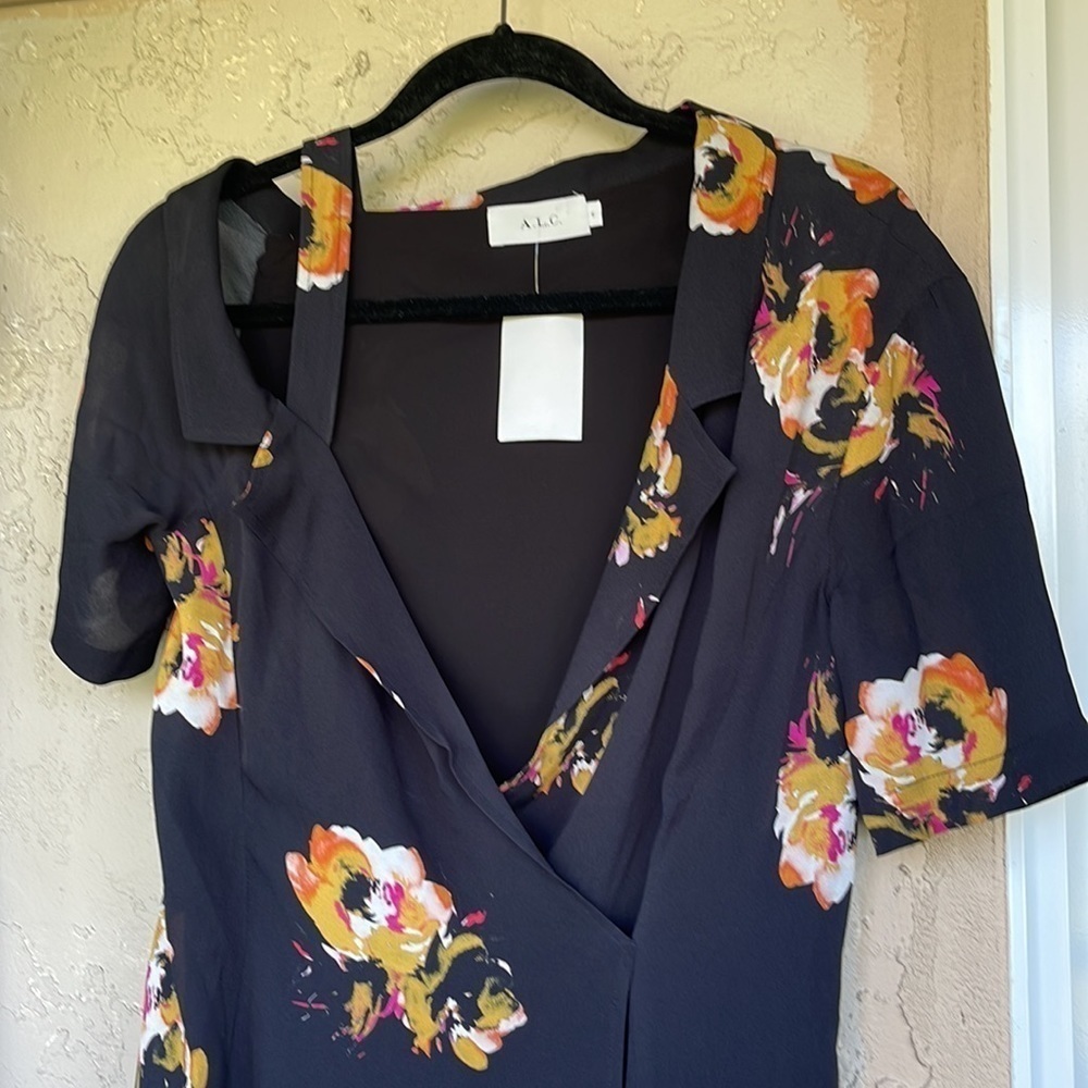 HP 🔥 A.L.C. Lucia Dress,A-line,Floral Print,Silk Cold Shoulder,NWT,Size 6 - Picture 6 of 13